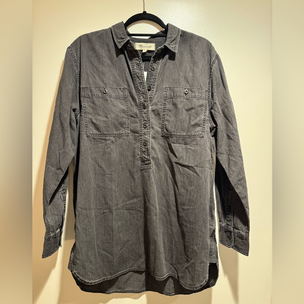 Madewell denim popover top in lunar wash